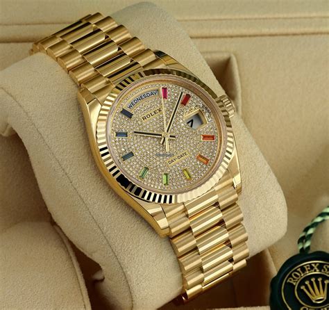 rolex day date 36mm rainbow|rolex day date price new.